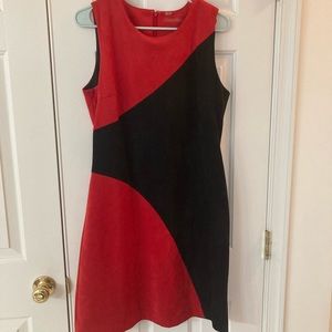 Red and black Calvin Klein dress.